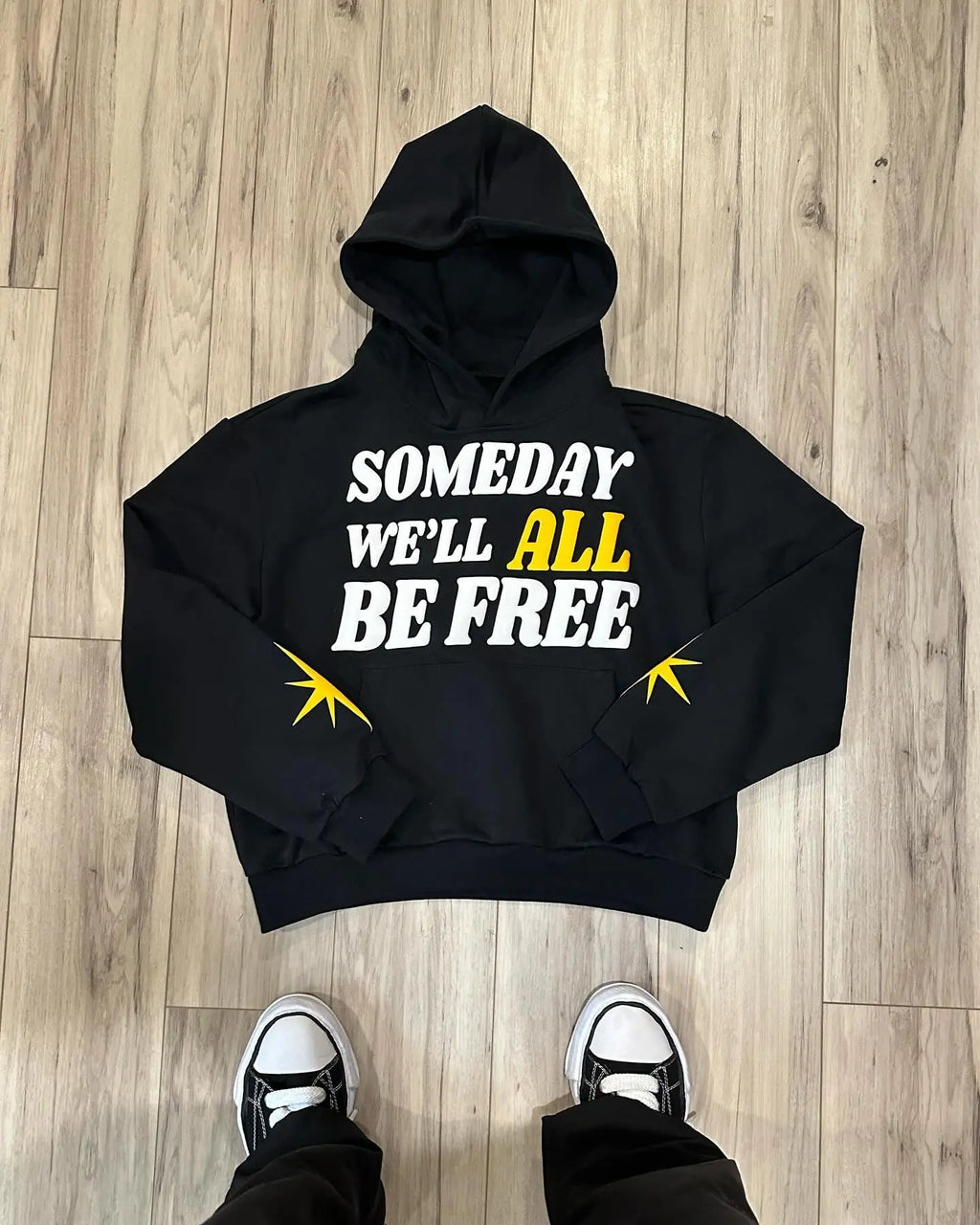Front of Black SDWABF Hoodie 