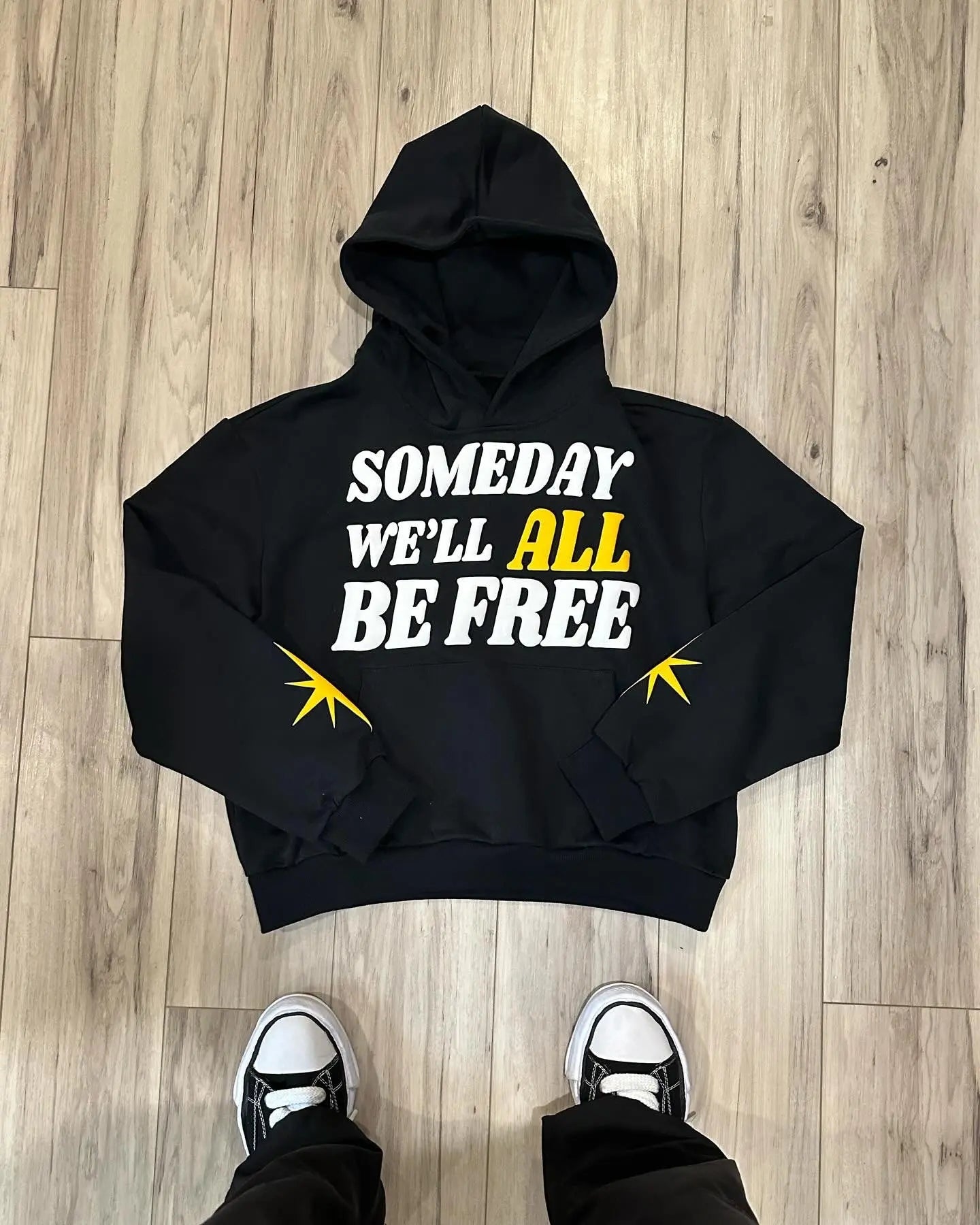 Front of Black SDWABF Hoodie 